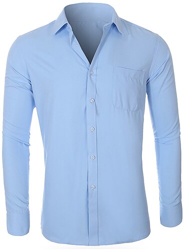  Herren Glatt Hemd Langarm Hemd Umlegekragen Outdoor Geschäft Schwarz Weiß Blasses Blau Blasse Rosa Übergröße Bekleidung Moderner Stil solide Retro Vintage