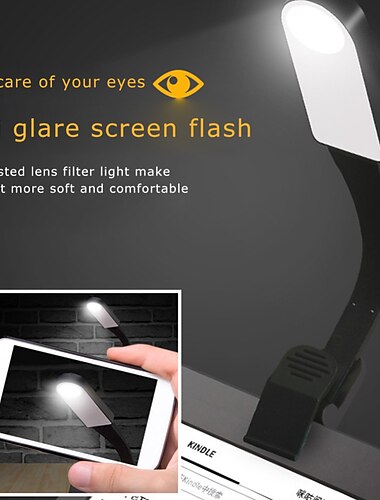  Clip de lecture lumière sur livre batterie noire chargeable flexible led protection des yeux lecture veilleuses mini lampe portable étudiant