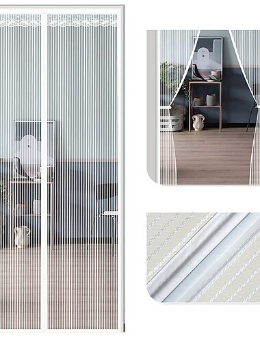  Magnetgittertür tragbar, Fliegen- oder Insektengitter magnetisch, Moskitonetz für Schiebetür, Garage, Terrasse, Küche, Wohnzimmer, Fensterzimmer, Schlafzimmer, Bar, Haustier und Kinder