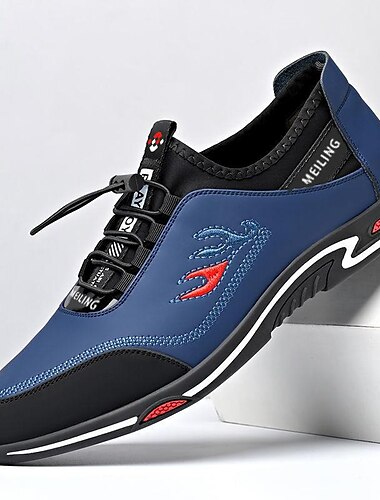  sportliche blau-schwarze Herren-Sneaker - strapazierfähige Outdoor-Schuhe mit Schnellschnürsystem, ideal zum Wandern und für die Freizeit