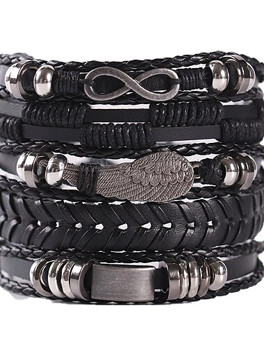  leder handgewebtes herrenarmband hip hop punk diy set serie kopfschmuck