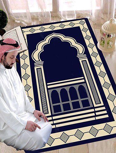  سجادة صلاة للمسلمين سميكة ، إسلامية ، ناعمة من المخمل ، هدية رمضان ، مع زخرفة فريدة للنساء والرجال والأطفال والتأمل التركي والأفريقي