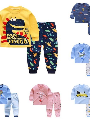 dětská unisex mikina s kapucí & kalhoty sada oblečení 2 kusy dlouhý rukáv tmavě modrá kreslená zvířecí bavlna ležérní pohodlí 2-6 let