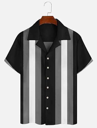  Per uomo Blocco di colori Motivo Geometrico Camicia Camicia Estiva Camicia casual Manica Corta Moda Anni 1950 Casual Quotidiano Vacanza Uscire Estate Collo Camp Stampato Blu Nero Arancione Verde