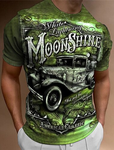  Herren Graphic Auto T Shirt Kurzarm T-Shirt 3D-Druck Rundhalsausschnitt Hemd Vintage Modisch Designer Outdoor Täglich Sport Blau Braun Grün Frühling Sommer Bekleidung S M L XL 2XL 3XL