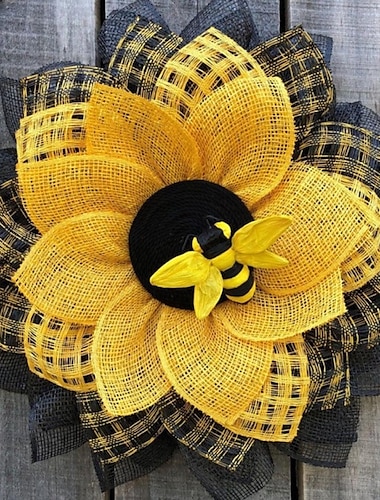  Bienenkranz Dekoration Bienenfest Sonnenblumenkranz Ostern Bienenblumenfest Requisiten Dekoration 35 * 35 cm Hochzeitsdekoration