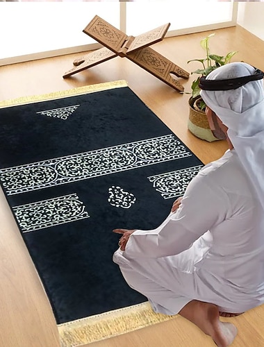  muslimsk bønneteppe tykt polstret sajadah, islamsk, myk fløyelsmatte ramadan eid gave, for kvinner mann barn meditasjon tyrkisk afrikansk, myk luksus