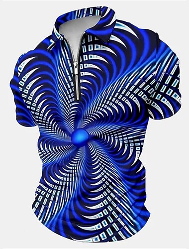  Per uomo Grafico Polo con zip Maglia da golf Manica Corta Magliette polo Camicie con Colletto Casual Abbigliamento da vacanza Abbigliamento da rave Abiti da festa Stampa 3D Polo con cerniera a un
