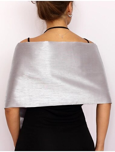  Sjaler  Wraps Kvinners Bryllupsgjeste Wrap Rent Elegant Uten Ermer Taffeta Bryllup Wraps Med Ren Farge Fest Alle Sesonger kjole til å imponere