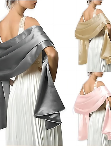  elegante vrouwen satijn zijden sjaal avondfeest omslagdoek bruids bruiloft sjaals