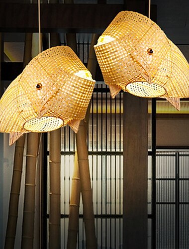  led pendnat ضوء الخيزران فانوس تصميم الثريا الرجعية 45 سنتيمتر e26 / e27 الثريا الإضاءة السقف ينطبق على غرفة المعيشة غرفة نوم مطعم مقهى بار مطعم نادي
