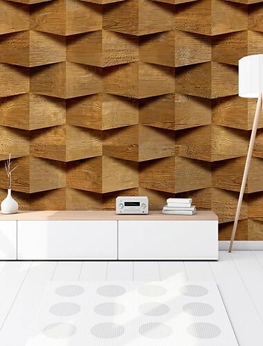  3D-Holz-Wandbild, Tapete, Wandaufkleber, Druck, abziehen und aufkleben, PVC/Vinyl-Material, selbstklebend, selbstklebend, erforderlich, Wanddekoration, Wandbild für Wohnzimmer, Schlafzimmer