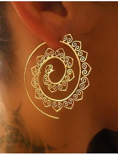  Nuevos pendientes de espiral ovalados europeos y americanos, forma de engranaje de remolino exagerado, forma de corazón, joyería de oreja retro al por mayor