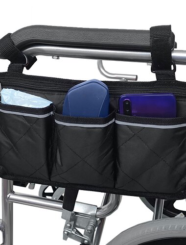  Rollstuhl-Armlehnen-Organizer-Tasche Rollstuhl-Reisezubehör-Aufbewahrungstasche mit Taschen