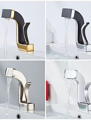  cascade salle de bain évier mitigeur laiton, robinets de lavabo poignée unique un trou avec tuyau chaud et froid navire robinet d'eau monté sur le pont