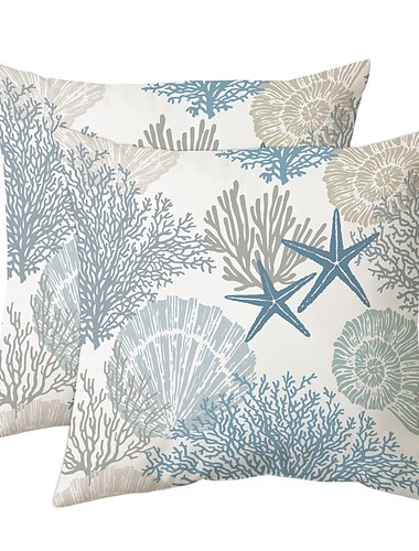  Double Side Pillow Cover 1PC Ocean SeaStar Seaweed Soft Decorative Square Cushion Case Pillowcase for Bedroom Livingroom Sofa Couch Chair