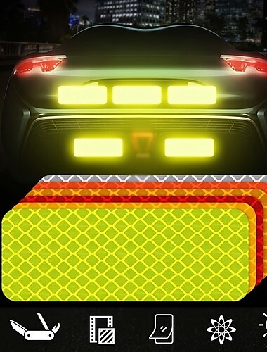  10 шт., автомобильная светоотражающая наклейка, безопасность дорожного движения, ночной предупреждающий знак, светоотражающая лента для автомобиля, светящиеся светоотражающие наклейки на бампер