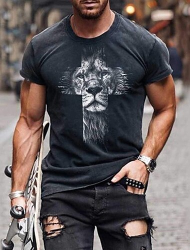  男性用 男女兼用 虎 グラフィック Tシャツ 半袖 Tシャツ 3Dプリント クルーネック シャツ スポーツ カジュアル 大きくて背が高い アウトドア ストリート 日常 ブラック / ホワイト シルバー+ゴールデン ゴールド+ブラック 夏 衣類 S M L XL XXL 3XL 4XL