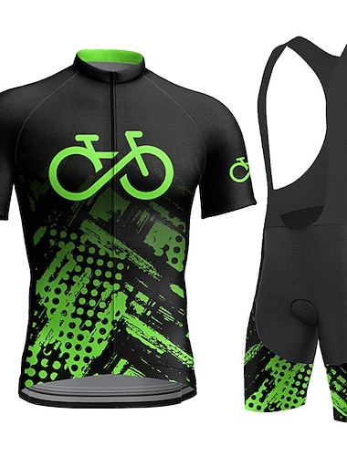  Herr Cykeltröja med Haklapp-shorts Kortärmad Bergscykling Vägcykling Sommar Gul Orange Mörkblå Grafisk Geometrisk Rolig Cykel 3D Tablett Snabb tork Bakficka Fuktabsorberande Andningsfunktion Elastan