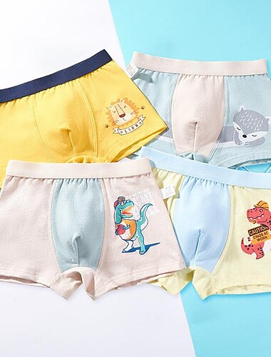  4 Stück Kinderunterwäsche Jungen Boxerhose Jungen Boxerhose Dinosaurier Cartoon Shorts Jungen 1-3-5-12 Jahre alt Hose
