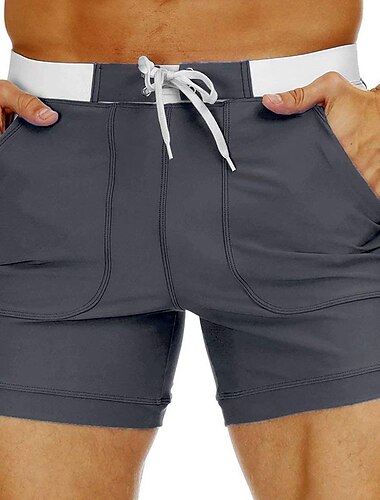  Herren Bademode Badehose Schwimmshorts Shorts Kurze Hosen Tasche Glatt Komfort Atmungsaktiv Festtage Ausgehen Hawaiianisch Boho Rosa Rote