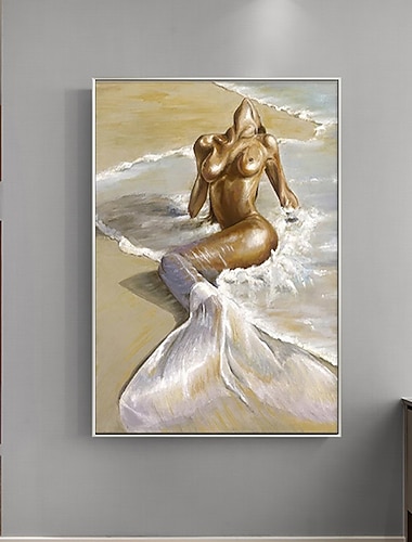  Main peinture à l'huile toile mur art décoration moderne figure portrait nudité plage sirène pour la décoration intérieure roulé sans cadre non étiré peinture