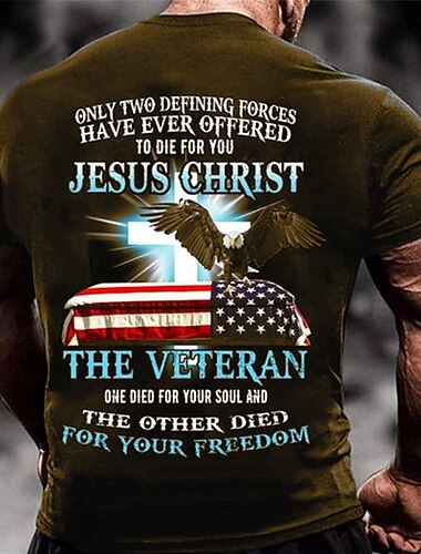  Veteranstag Herren Patriot Patriotic Veteran Grafik Adler Nationalflagge T-Shirt Tee Kurzarm T-Shirt 3D Druck Crew Neck Shirt Vintage Mode Designer Outdoor Freizeit täglich Schwarz Blau Rot Frühling