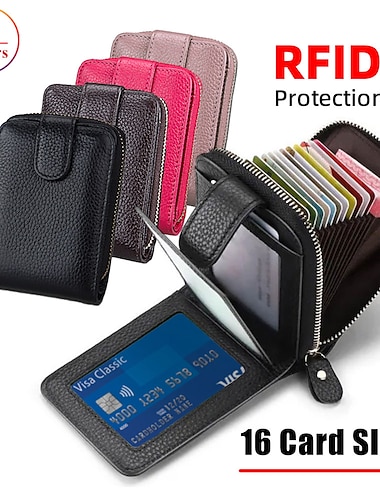  Держатель кредитных карт RFID Кошелек на 16 карт из натуральной кожи держатель водительских прав и удостоверений кошелек-кредитка с магнитной застежкой одно отделение для женщин и мужчин