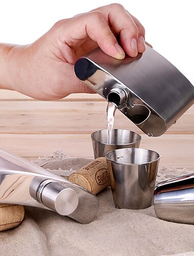  4 vasos de chupito de acero inoxidable recipiente para beber con estuche de cuero negro (30 ml) viajes de campamento al aire libre tiradores de metal irrompibles para licor de whisky tequila gran