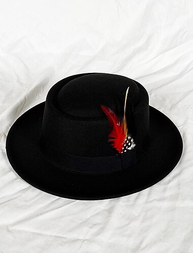  Hüte Wolle / Acryl Fedora-Hut Formal Hochzeit Cocktail Royal Astcot Einfach Retro Mit Feder Pure Farbe Kopfschmuck Kopfbedeckung