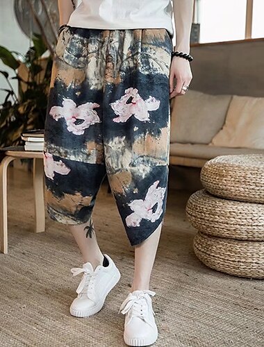  Herren Shorts Kurze Hosen Sommer-Shorts Strandshorts Kurze Hosen Caprihose Kordelzug Elastische Taille Grafik-Drucke Komfort Atmungsaktiv Outdoor Täglich Ausgehen Modisch Strassenmode Schwarz Wein