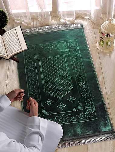  muslimsk bønneteppe tykt, islamsk, myk fløyelsmatte ramadan eid gave, for kvinner mann barn meditasjon tyrkisk afrikansk, myk luksus flott for knær og panne