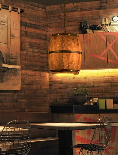  led pendelleuchte modern natur loft holz weinfass e27 hängende anhänger dekoration industrie vintage holz verstellbare decke kronleuchter kreative kaffee kronleuchter