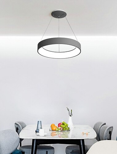  LED-Pendelleuchte 45cm 1-Licht Ring Kreis Design dimmbar PVC luxuriöser moderner Stil Esszimmer Schlafzimmer Pendelleuchten 110-240V nur dimmbar mit Fernbedienung