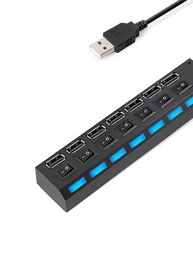  USB 2.0 Naben 7 Häfen 7-in-1 4-IN-1 mit unabhängigen Schaltern USB-Hub mit USB2.0 * 4 Stromversorgung Für Laptop PC Tablet PC