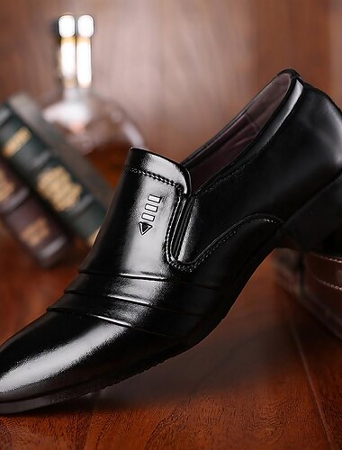 Voor heren Instappers en instappers Jurk schoenen Loafers van imitatieleer Zakelijk Casual Bruiloft Dagelijks PU Ademend Lengteverhogend Leegloper Zwarte vingerhoed Zwarte vetersluiting Zomer