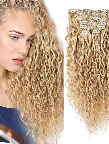  brésilien p27-613 vague d'eau blonde extensions de cheveux humains non transformés faisceaux de cheveux humains trame 1pc 100g couleur piano (18 100g clip dans les cheveux humains