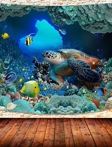  Морская черепаха висит гобелен стены искусства большой гобелен росписи декор фотография фон одеяло занавес дома спальня гостиная украшение