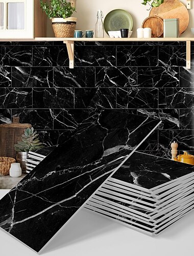  cool wallpapers muurschildering 16pcs marmeren patroonbehang, waterdichte peel en stick wandbekleding sticker film home deco, 4''x8''