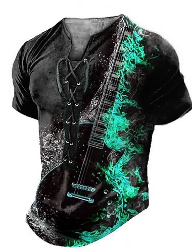  Festival de Música Hombre Graphic Horror gótico Guitarra Tee Manga Corta Camiseta Impresión 3D Camisa Moda Casual Confort Diario Deportes Noche Negro Amarillo Azul Verano Ropa S M L XL 2XL 3XL