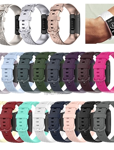  Smartwatch-Band für Fitbit Charge 4 / Charge 3 / Charge 3SE Weiches Silikon Smartwatch Gurt Metallverschluss Verstellbar Atmungsaktiv Sportarmband Ersatz Armband