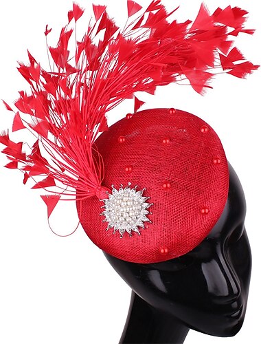  Fascinatoren Hüte Kopfbedeckung Flachs Formal Kentucky Derby Pferderennen Damentag Cocktail Elegant Modisch Luxuriös Mit Feder Kopfschmuck Kopfbedeckung