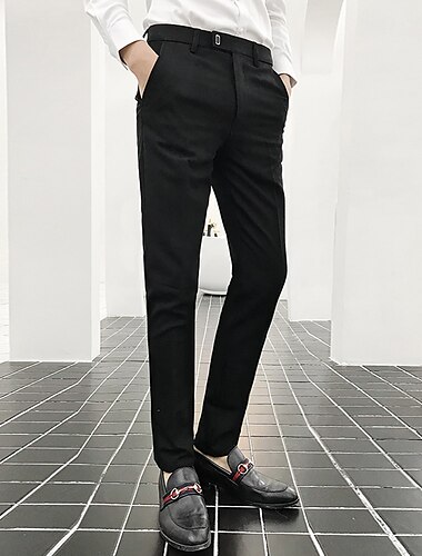  Herren Anzughosen Eng Hose Hosen Bleistifthosen Tasche Glatt Atmungsaktiv Dehnbar Knöchellänge Hochzeit B¨¹ro Geschäft Baumwolle Schick & Modern Casual Dünn Schwarz Grau elastisch