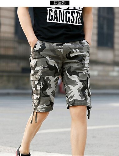  Bărbați Pantaloni Scurți Cargo Pantaloni scurți Camo Pantaloni Scurți Σορτς πεζοπορίας Multi Buzunare Culoare Camuflaj Confort Respirabil În aer liber Zilnic Ieșire Modă Șic Stradă Verde Militar Kaki