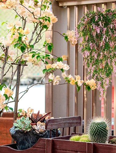  2 st blauweregen kunstbloem nep bloem rotan plastic bloem lavendel groene plant wijnstok bruiloft decoratie