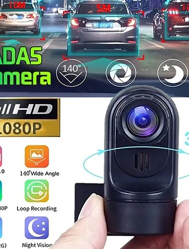  1080p Nouveau design / Surveillance à 360 ° DVR de voiture Grand angle Aucun écran (sortie par APP) Dash Cam avec Vision nocturne / Détection de Mouvement / Enregistrement en Boucle Enregistreur de