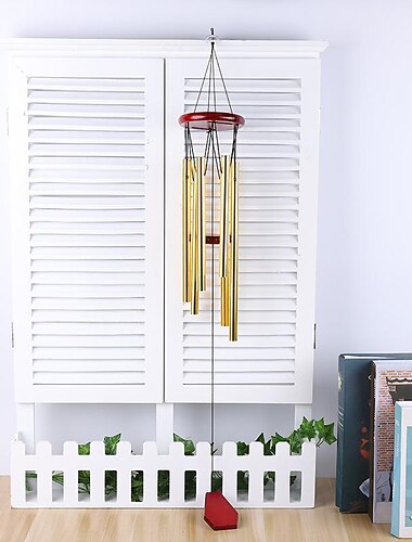  1pc Windspiele für draußen, 6 Röhren Ornamente für Terrasse Garten Wohnkultur Geschenke für Frauen Mutter Memorial Windspiele 11x90cm/4.3''x35''