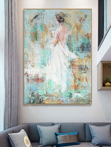  Handgefertigtes Ölgemälde auf Leinwand, Wandkunst, Dekoration, moderne abstrakte Figur, Mädchen mit nacktem Rücken für Wohnkultur, gerolltes, rahmenloses, ungedehntes Gemälde
