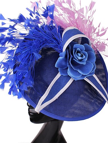  fascinators Sinamay Bruiloft Kentucky Derby cocktail Retro Bruids Met Veer Bloemen Helm Hoofddeksels