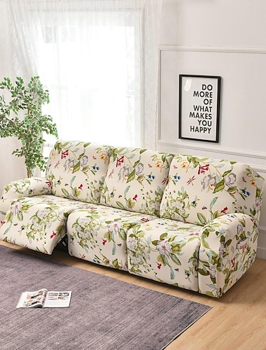  Fundas elásticas para sillón reclinable, funda para sofá de 3 plazas, funda reclinable con diseño floral y lazo elástico, protector de muebles antiarañazos para niños, mascotas, perros y gatos